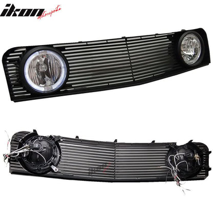 2005-2009 Ford Mustang Black Mesh Front Upper Grille Halo Fog Lights