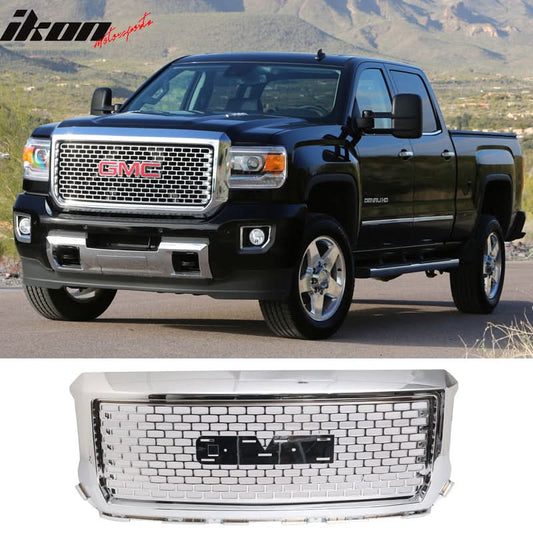 2014-2015 GMC Sierra 1500 Vertical Chrome Front Upper Grille Grill ABS