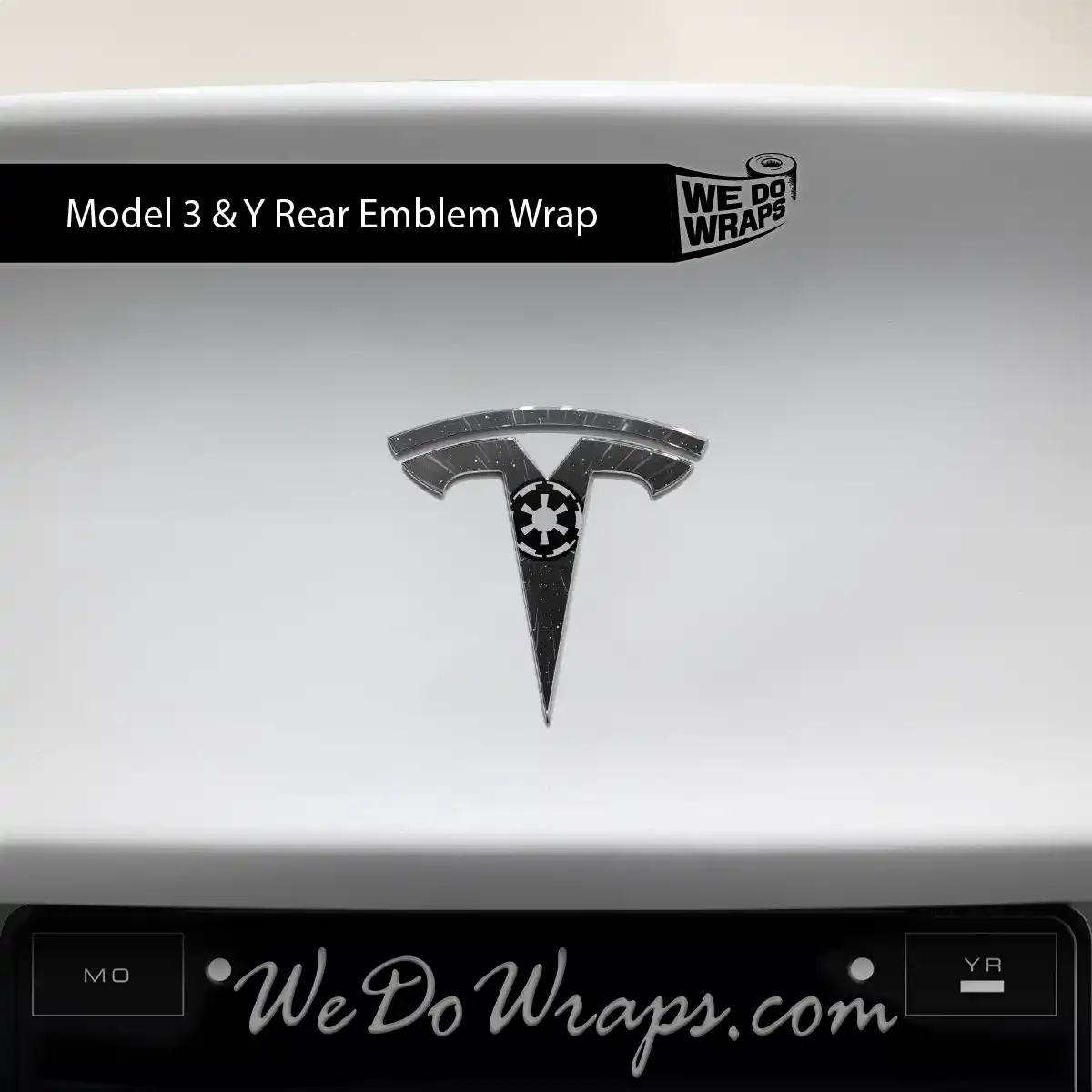 Space Gear Tesla Emblem Decals (Front + Back) | Model Y