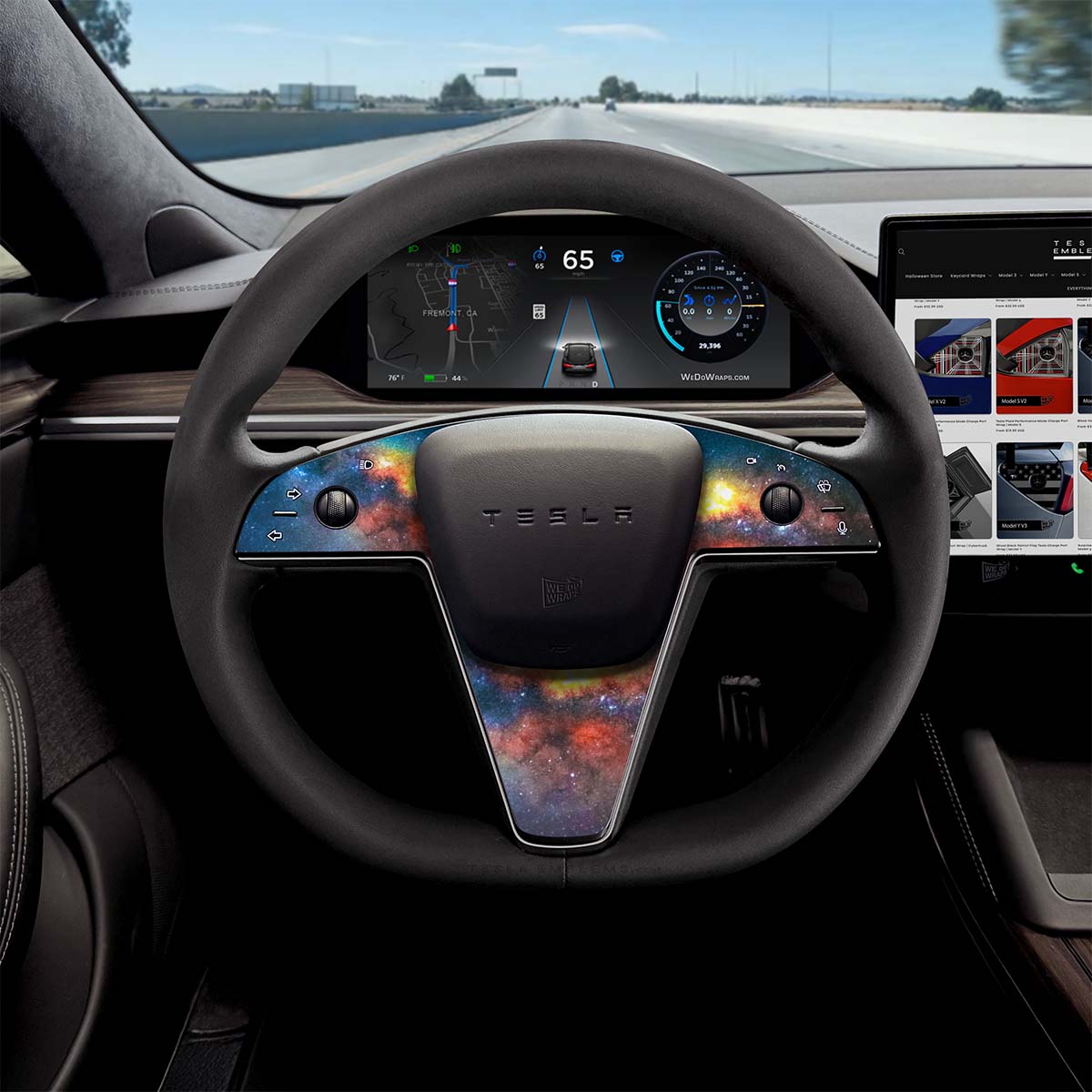 Galaxy Tesla Steering Wheel Trim Decal Kit (3pcs) | Model X ’21-26