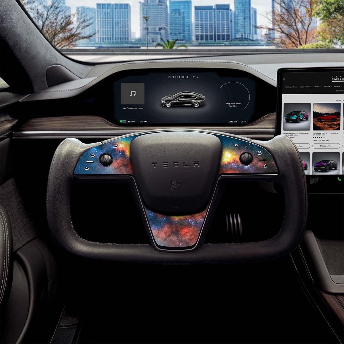 Galaxy Tesla Steering Wheel Trim Decal Kit (3pcs) | Model X ’21-26