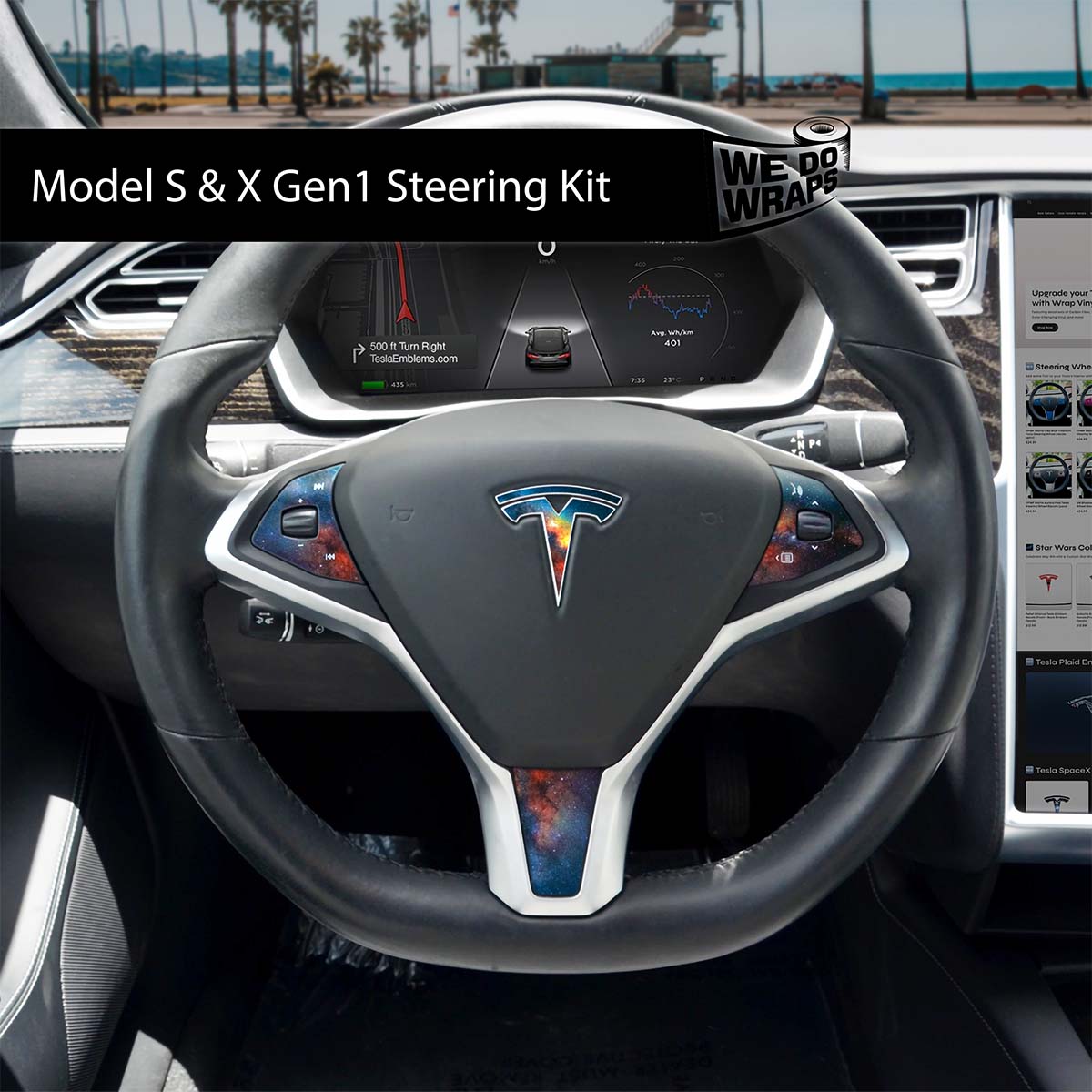 Galaxy Tesla Steering Wheel Wrap | Model S