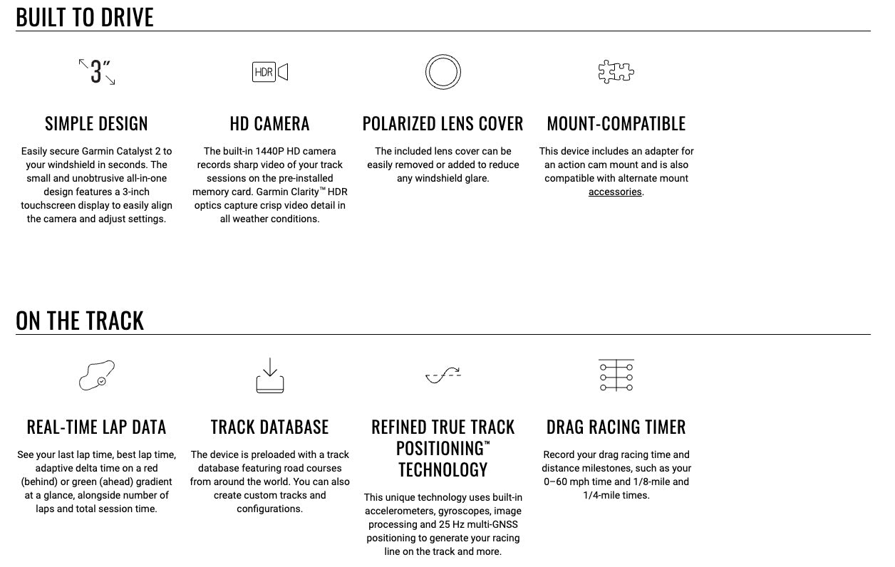Garmin Catalyst 2 Race Track Driving Performance Optimizer