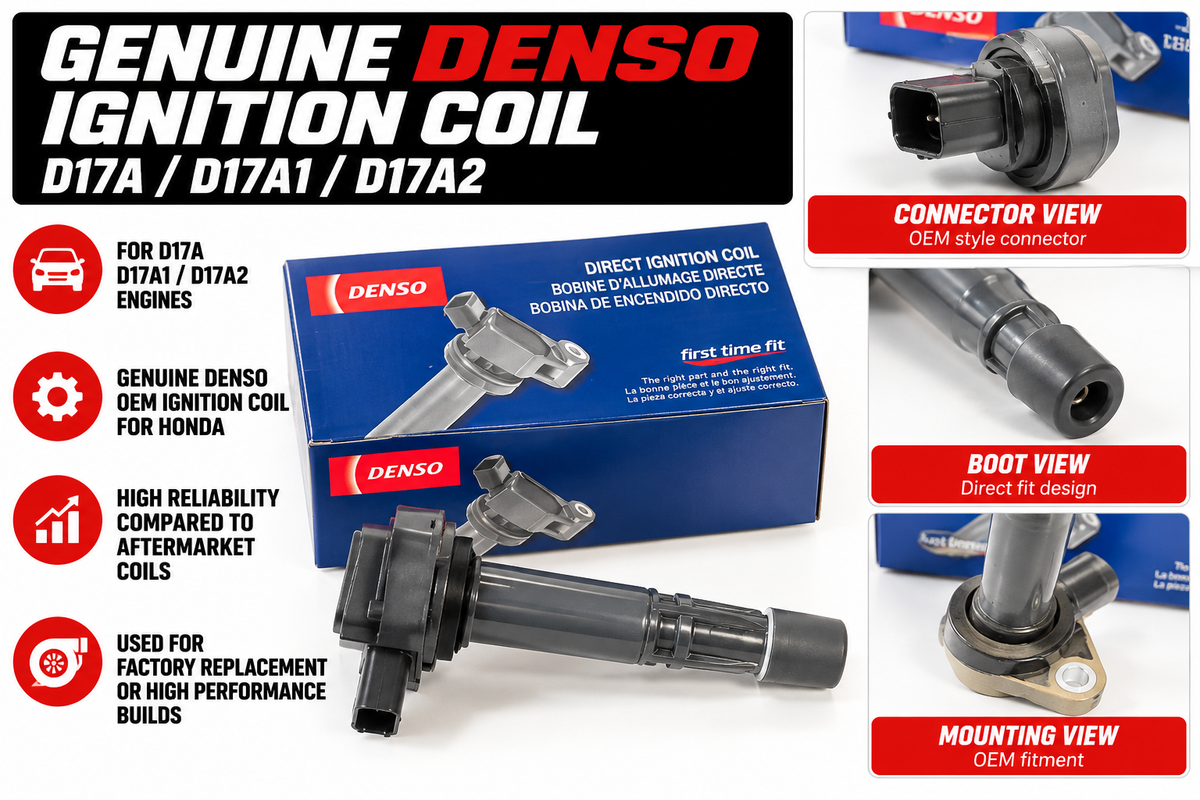 DENSO Ignition Coil for Honda D17A / D17A1 / D17A2 – Genuine OEM Replacement [sold individually]