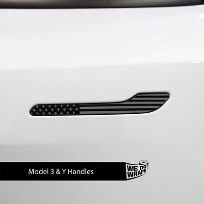 Ghost Black Patriot Flag Tesla Door Handle Decals (4pcs)