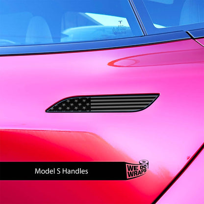 Ghost Black Patriot Flag Tesla Door Handle Decals (4pcs)