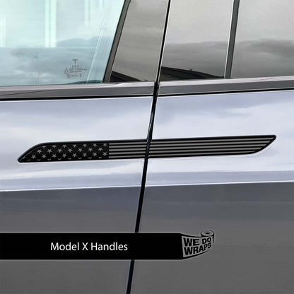 Ghost Black Patriot Flag Tesla Door Handle Decals (4pcs)