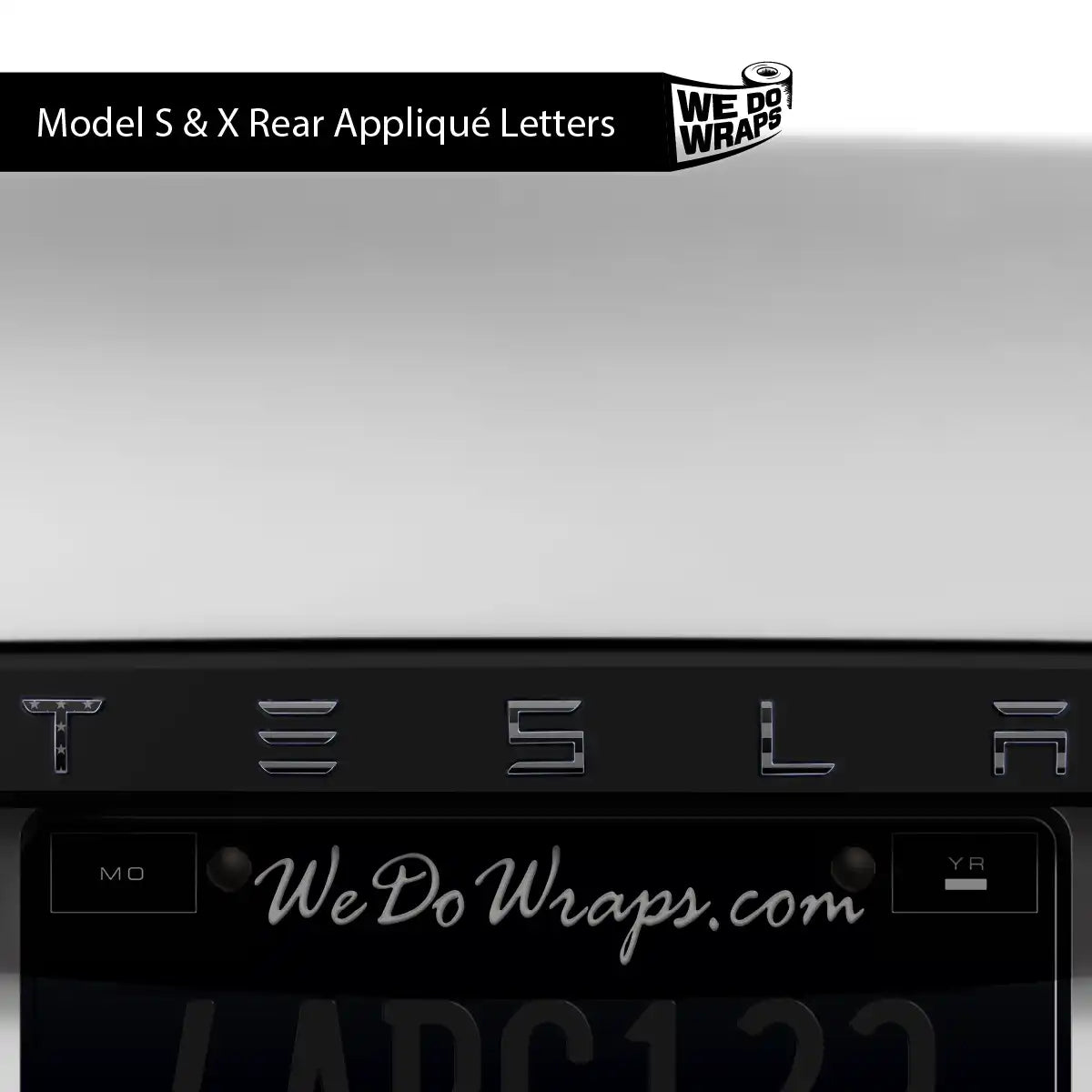 Ghost Black Patriot Flag Tesla Emblem Decals (Front + Back) | Model X
