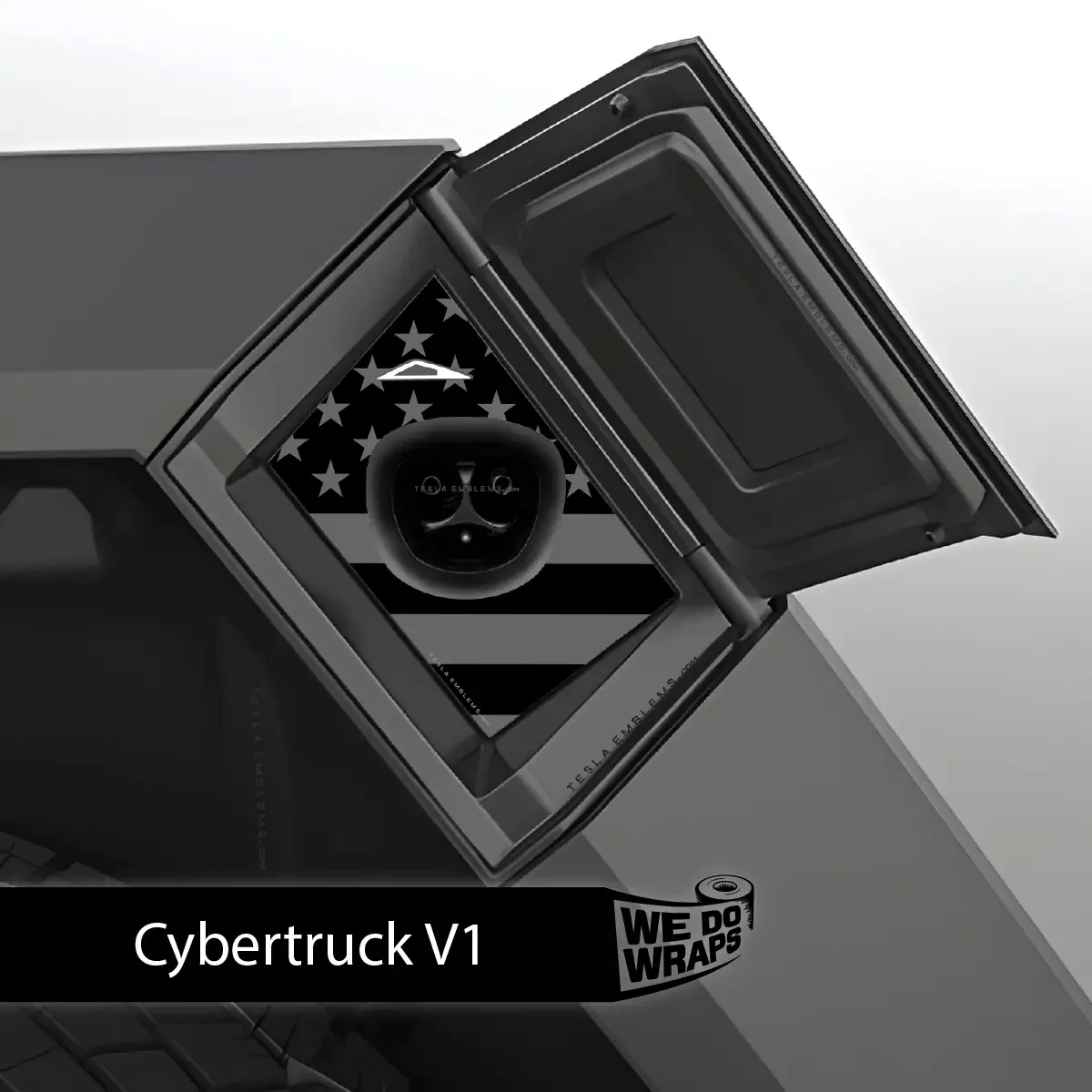 Ghost Black Patriot Flag Tesla Charge Port Wrap | Cybertruck