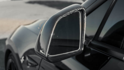 TESLA MODEL Y REAL CARBON FIBER SIDE REAR VIEW MIRROR CAP COVERS IN MATTE & GLOSS