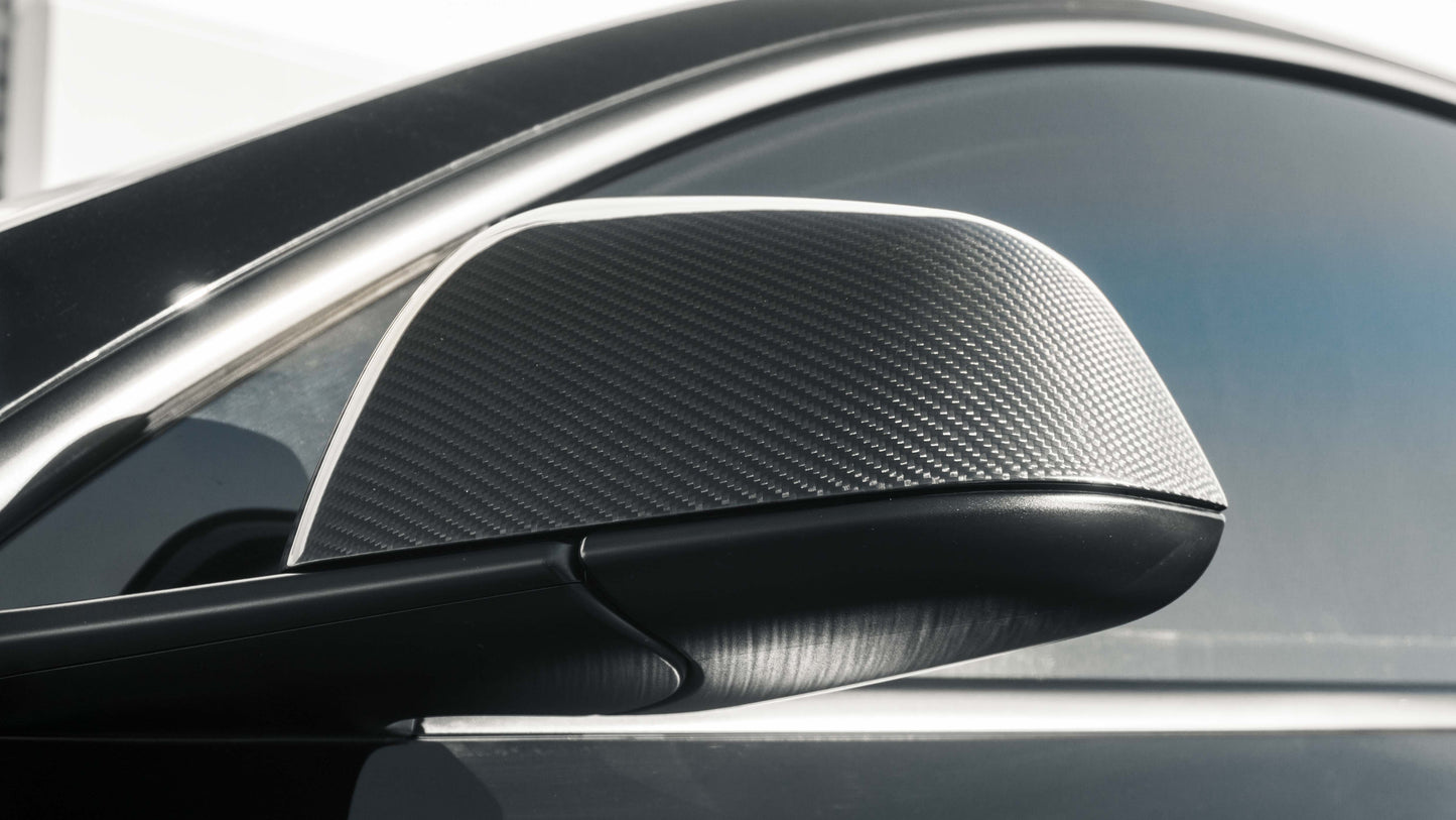 TESLA MODEL 3 Highland REAL CARBON FIBER SIDE REARVIEW MIRROR CAP COVERS IN MATTE & GLOSS