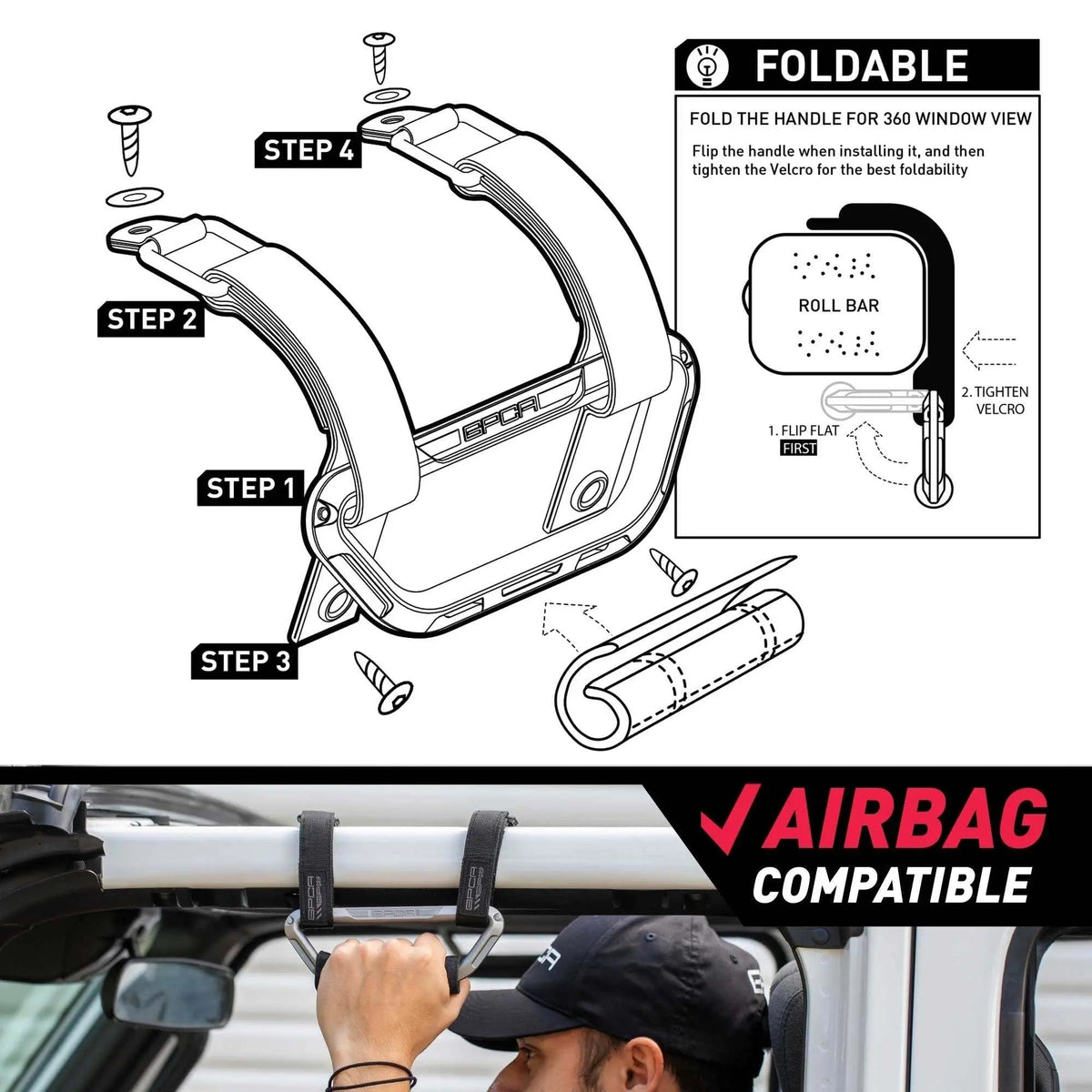 GP-Grip AIR — Airbag-Safe Handle for Jeep Wrangler (2024+)