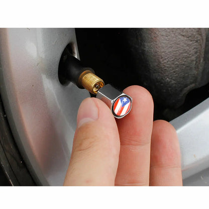 Puerto Rico Flag Zinc Alloy Tire Valve Stem Caps