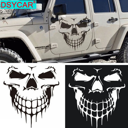 Large Reflective Skull Head Car Decal | 23.2" x 20.9" Vinyl Sticker for Cars, Trucks & Bikes
