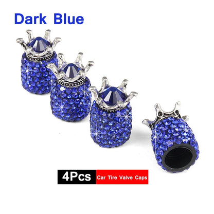 4Pcs Crystal Rhinestone Car Tire Valve Caps | Sparkly Dustproof Bling Tire Stem Covers
