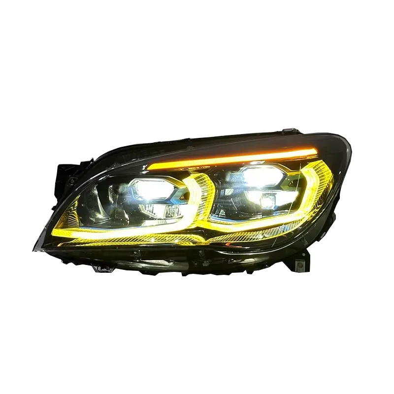 BMW 7 Series F02 G12 Style LED Headlight Assembly with Dual-Color DRL (Yellow / White) 2013 - 2015 (Replaces 63117228423)