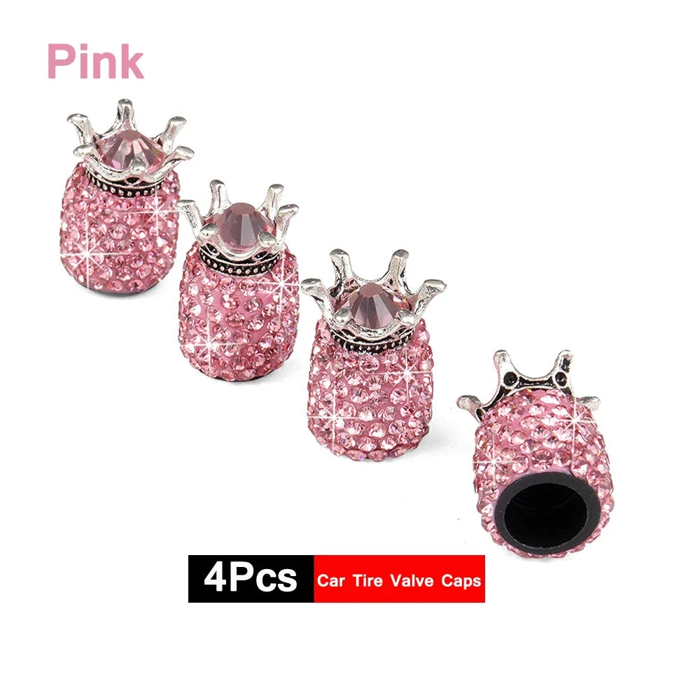 4Pcs Crystal Rhinestone Car Tire Valve Caps | Sparkly Dustproof Bling Tire Stem Covers
