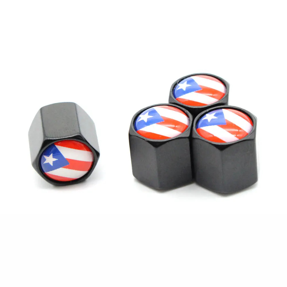 Puerto Rico Flag Zinc Alloy Tire Valve Stem Caps