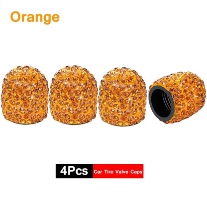4Pcs Crystal Rhinestone Car Tire Valve Caps | Sparkly Dustproof Bling Tire Stem Covers
