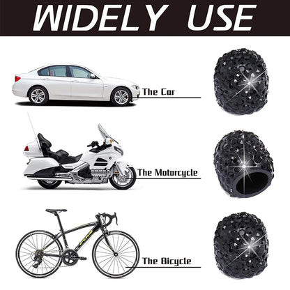 4Pcs Crystal Rhinestone Car Tire Valve Caps | Sparkly Dustproof Bling Tire Stem Covers
