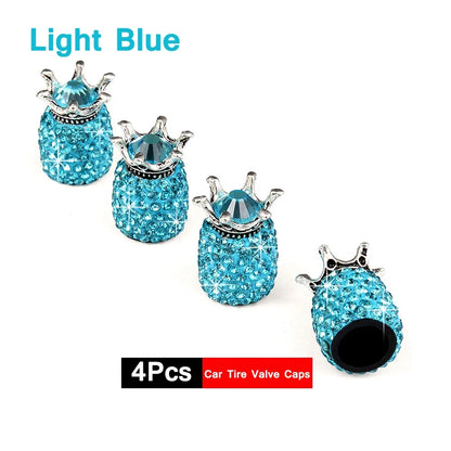 4Pcs Crystal Rhinestone Car Tire Valve Caps | Sparkly Dustproof Bling Tire Stem Covers