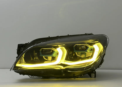 BMW 7 Series F02 G12 Style LED Headlight Assembly with Dual-Color DRL (Yellow / White) 2013 - 2015 (Replaces 63117228423)