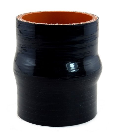 2.25" ID x 3" Long Silicone Hump Hose, Gloss Black