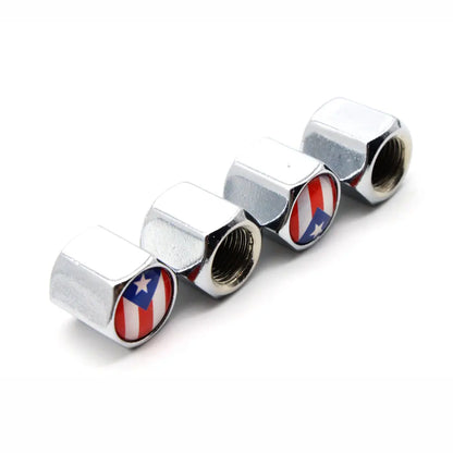 Puerto Rico Flag Zinc Alloy Tire Valve Stem Caps