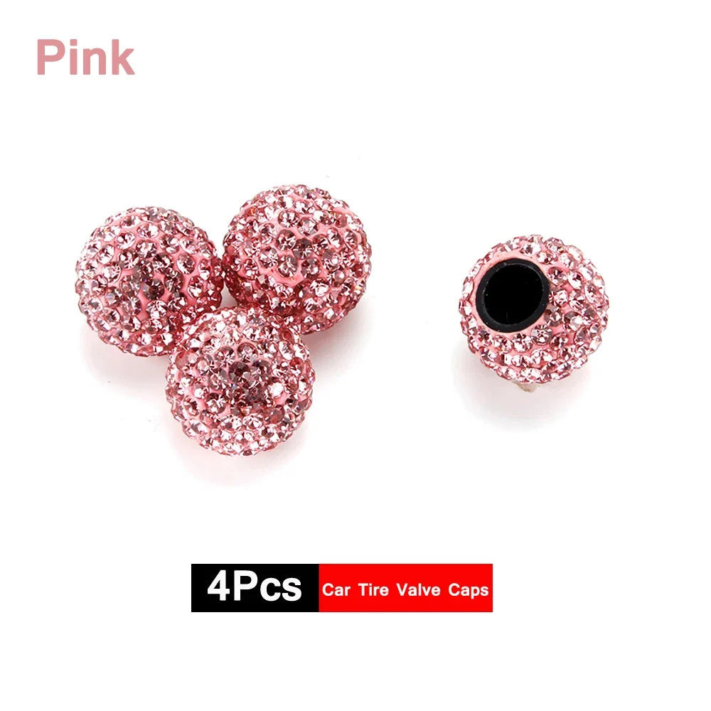 4Pcs Crystal Rhinestone Car Tire Valve Caps | Sparkly Dustproof Bling Tire Stem Covers