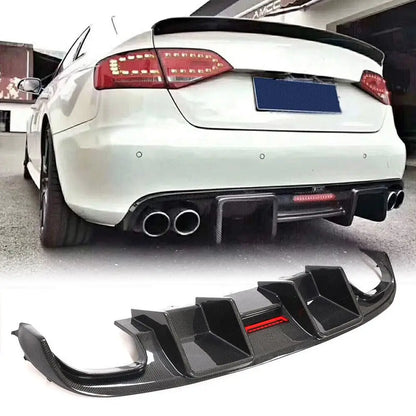Audi A4 B8 S-Line / S4 Sedan Carbon Fiber Rear Bumper Lip With Brake Light 2008 - 2012