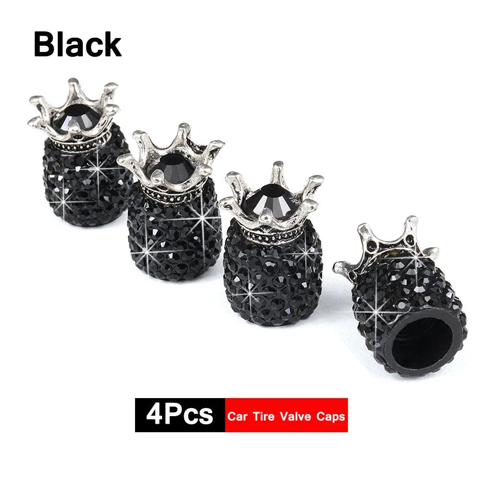 4Pcs Crystal Rhinestone Car Tire Valve Caps | Sparkly Dustproof Bling Tire Stem Covers
