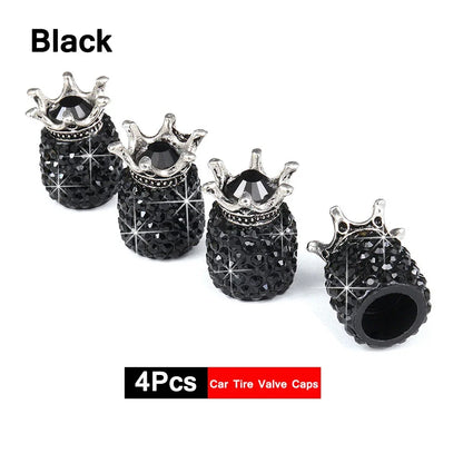4Pcs Crystal Rhinestone Car Tire Valve Caps | Sparkly Dustproof Bling Tire Stem Covers