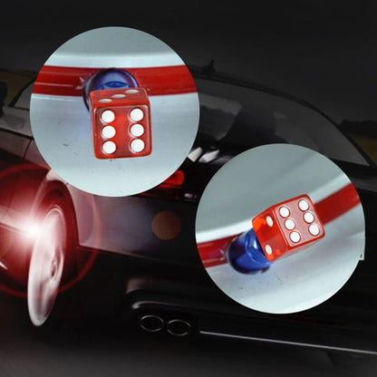 DSYCAR 4Pcs Gold Dice Tire Valve Caps | Dustproof Plastic Wheel Stem Caps for Auto Truck Bike