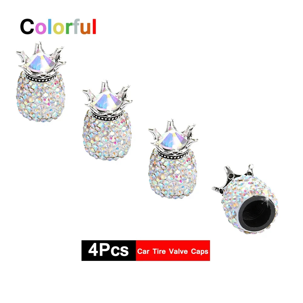 4Pcs Crystal Rhinestone Car Tire Valve Caps | Sparkly Dustproof Bling Tire Stem Covers