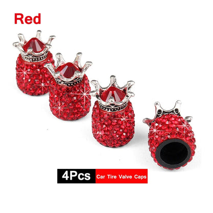 4Pcs Crystal Rhinestone Car Tire Valve Caps | Sparkly Dustproof Bling Tire Stem Covers