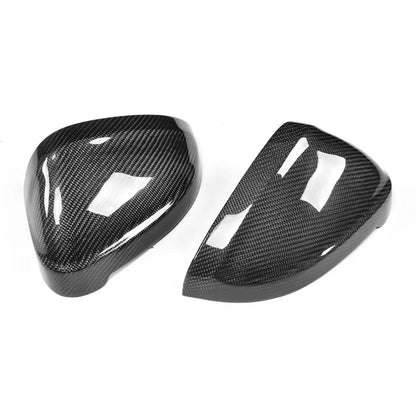 Audi A4 B9 Carbon Fiber Gloss Black Side Mirror Covers With Lane Assist Hole 2017