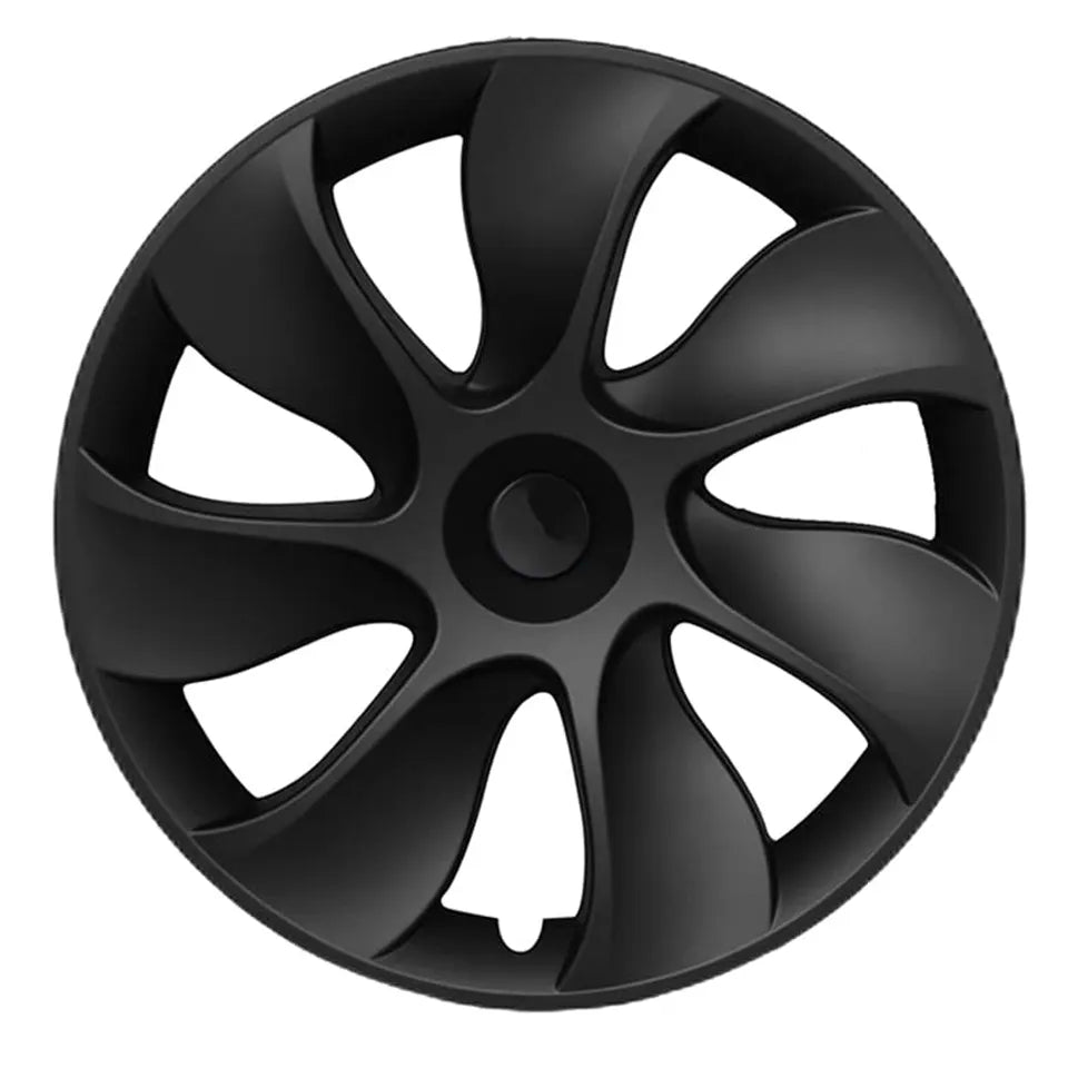 iCBL’s Tesla Model Y OEM Wheel Covers Front & Rear Gemini Turbine Blade Style Matte and Gloss Black 2017-2024 (4PCS)