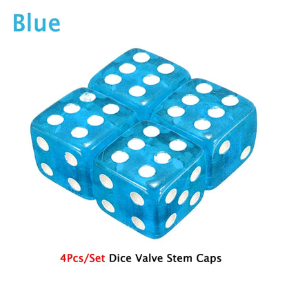 DSYCAR 4Pcs Gold Dice Tire Valve Caps | Dustproof Plastic Wheel Stem Caps for Auto Truck Bike