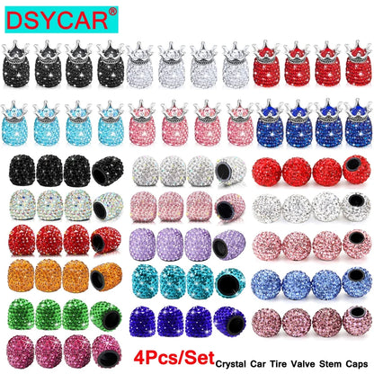 4Pcs Crystal Rhinestone Car Tire Valve Caps | Sparkly Dustproof Bling Tire Stem Covers