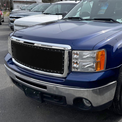2007-2013 GMC Sierra 1500 NBS Rivet Style Black Stainless Steel Mesh Grille Insert