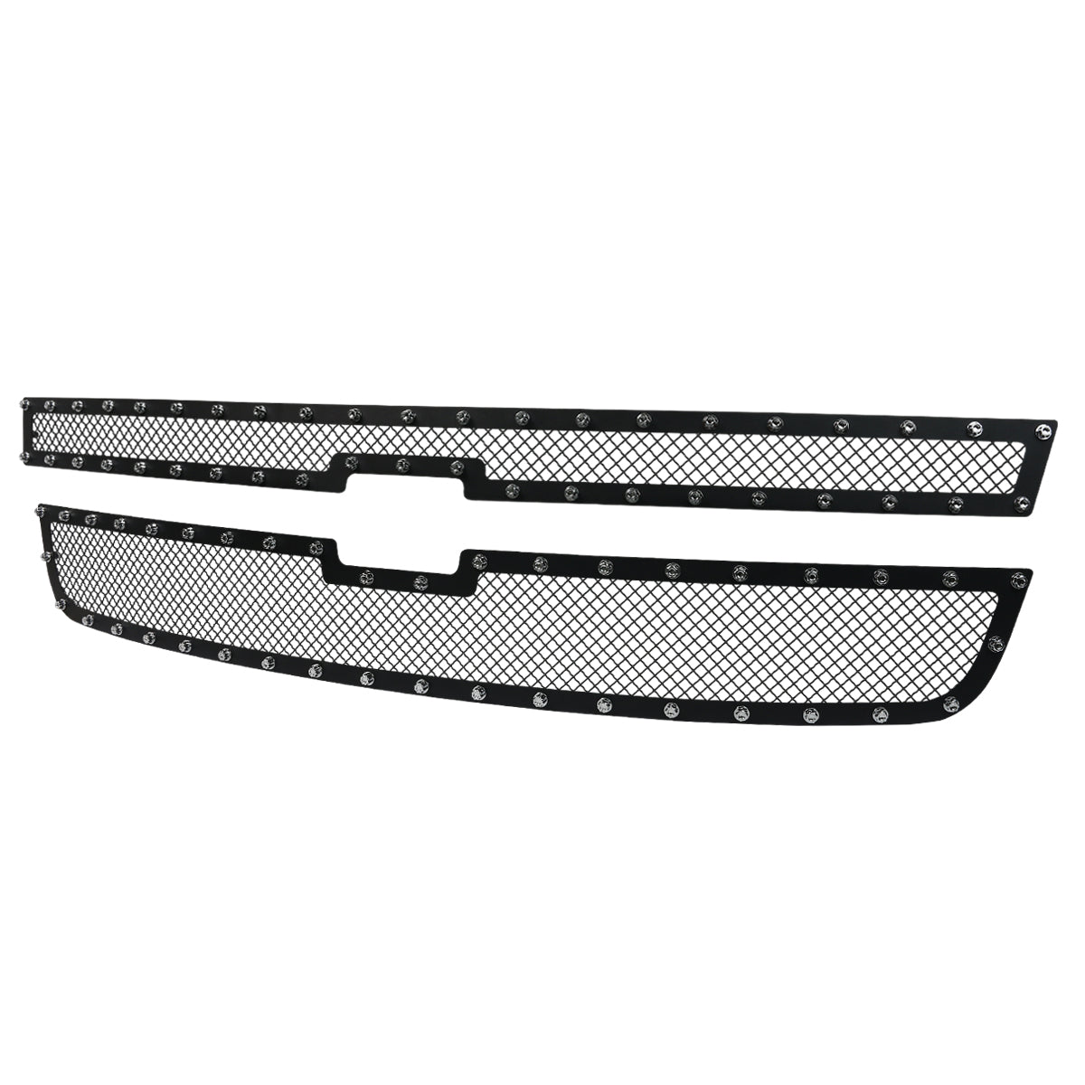2005-2007  Chevrolet Silverado Rivet Style Black Stainless Steel 2PC Mesh Grille Insert
