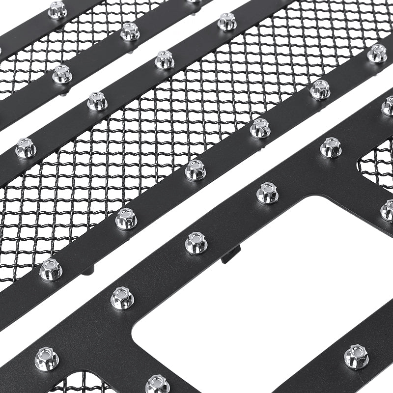 2007-2013 Chevrolet Silverado 1500/1500HD Rivet Style Black Stainless Steel 3PC Mesh Grille insert