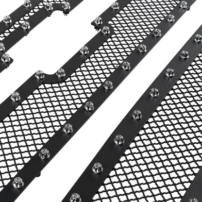 2007-2013 Chevrolet Silverado 1500/1500HD Rivet Style Black Stainless Steel 3PC Mesh Grille insert