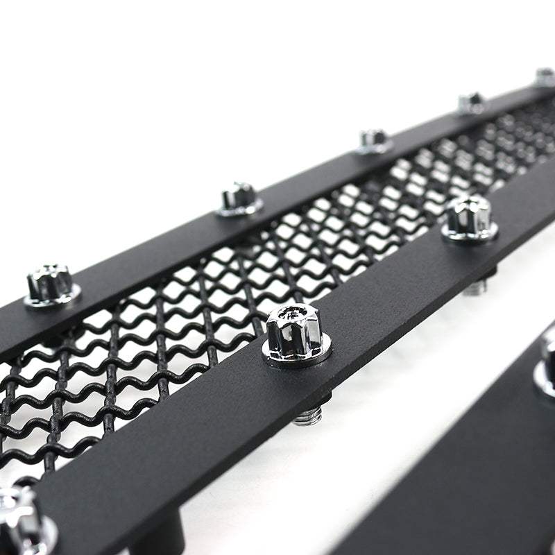 2014-2015 Chevrolet Silerado 1500 Rivet Style Black Stainless Steel 2PC Mesh Grille Insert