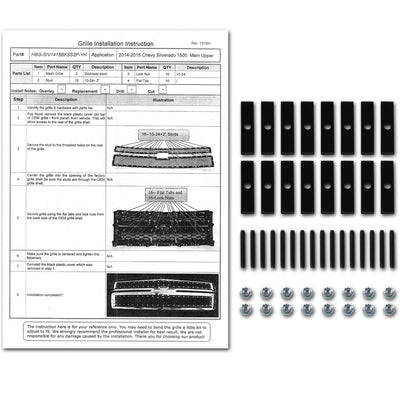 2014-2015 Chevrolet Silerado 1500 Rivet Style Black Stainless Steel 2PC Mesh Grille Insert