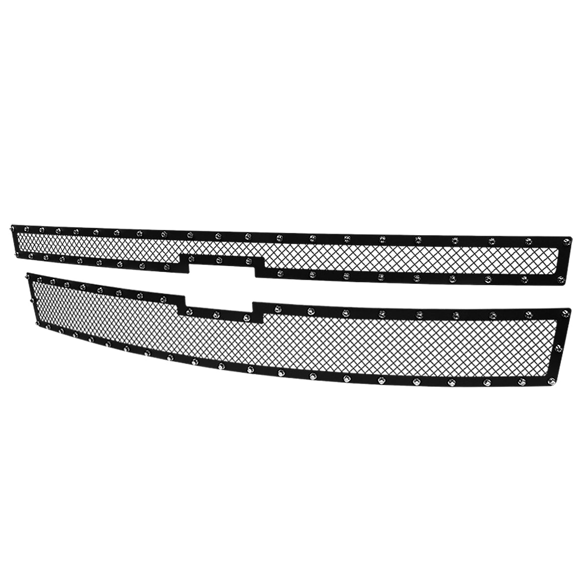 2014-2015 Chevrolet Silerado 1500 Rivet Style Black Stainless Steel 2PC Mesh Grille Insert