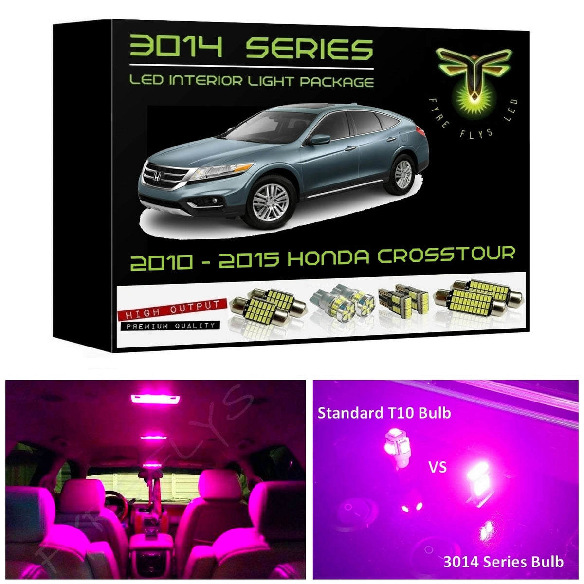 2010-2015 Honda Accord Crosstour Super Bright 3014 Series LED interior light kit