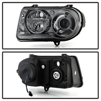 SPYDER Xtune Chrysler 300C w/ Halogen Projection Style Only 05-10 Headlights Smoked HD-JH-C300C-SM 9026591