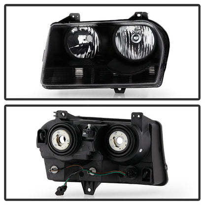 SPYDER Xtune Chrysler 300 05-08 Halogen Non-Projection Style Only Crystal Headlights Black HD-JH-C305-HA-BK 9026423