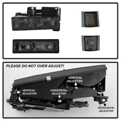 SPYDER Xtune Chevy Suburban 94-98 Headlights w/ Corner & Parking Lights 8pcs Smoked HD-JH-CCK88-AM-SM-SET 5072238